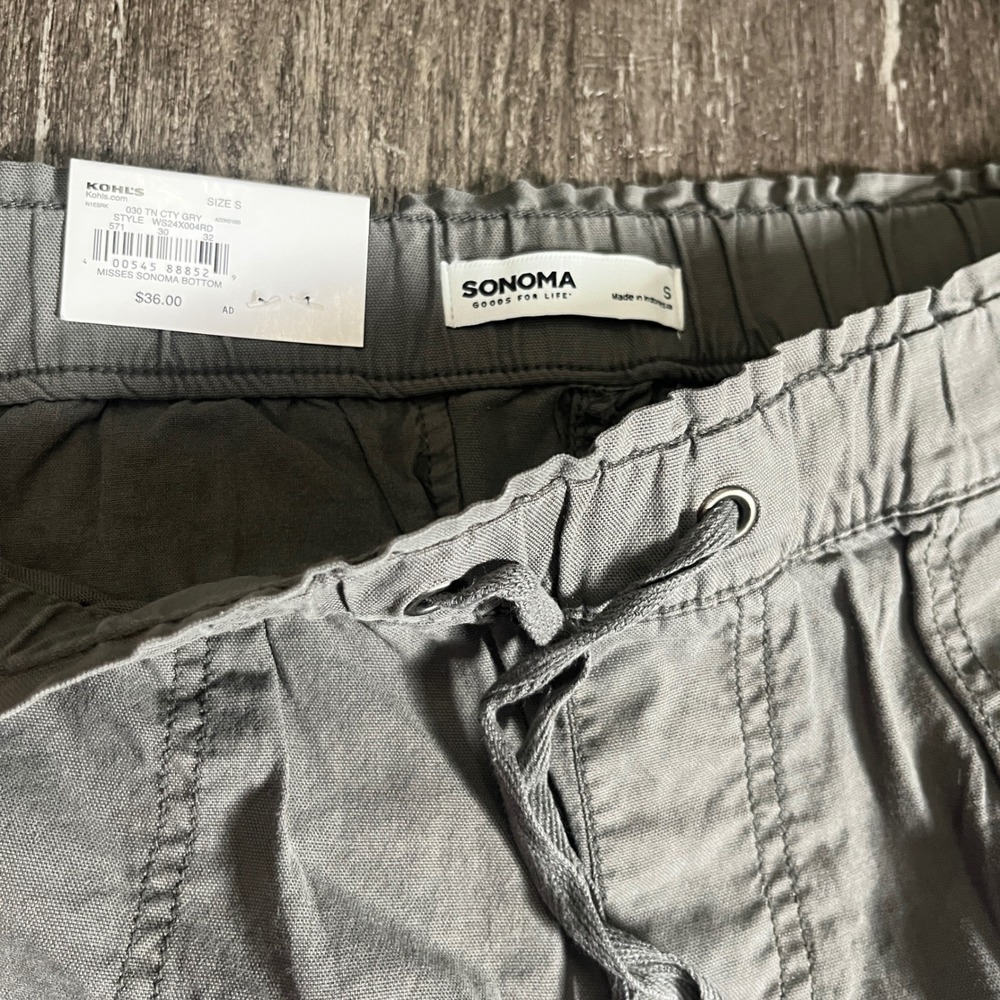 Sonoma Gray Capri Pants Women's Size S Drawstring High Rise Casual Bottoms - Picture 4 of 8